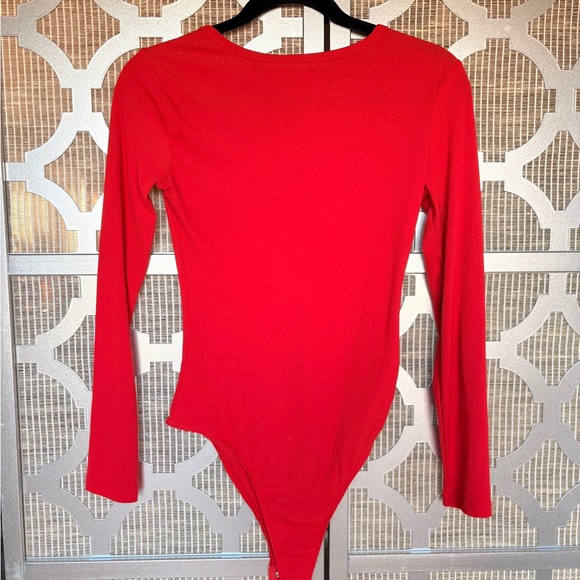 Rue21 Vibrant Red Button-Up Bodysuit - Picture 6 of 6